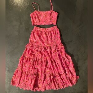 Caroline Constas Pink Floral Skirt Set